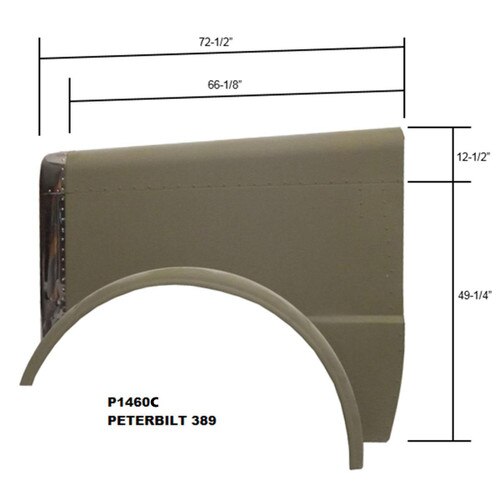Peterbilt 389 Hood Aluminum with Fiberglass Fenders with Stainless